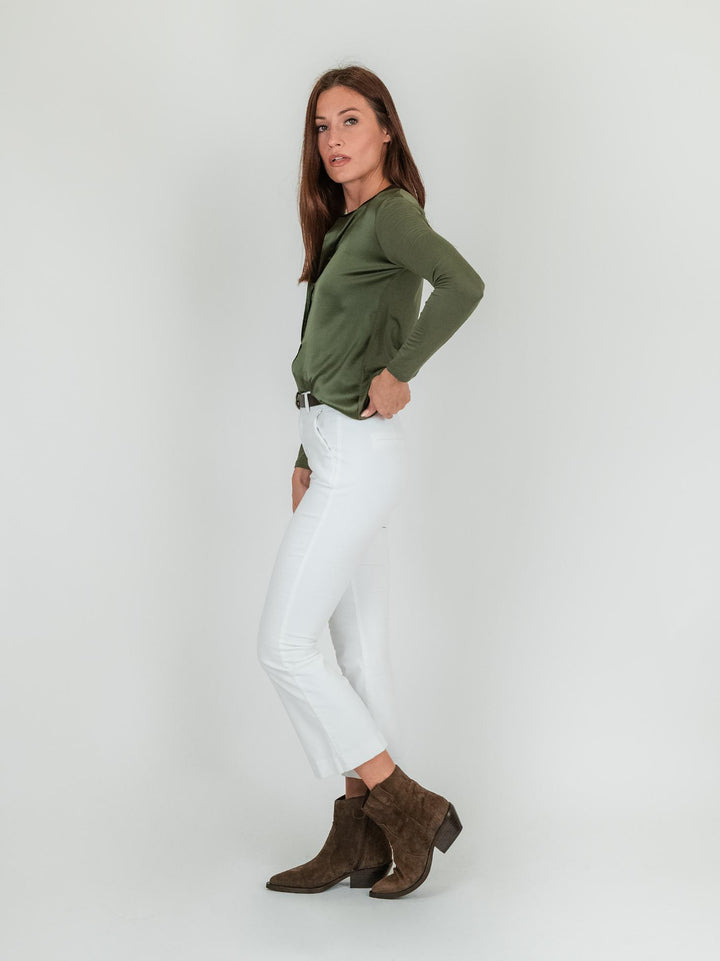 PANTALONE A TROMBETTA BIANCO IN VELLUTO