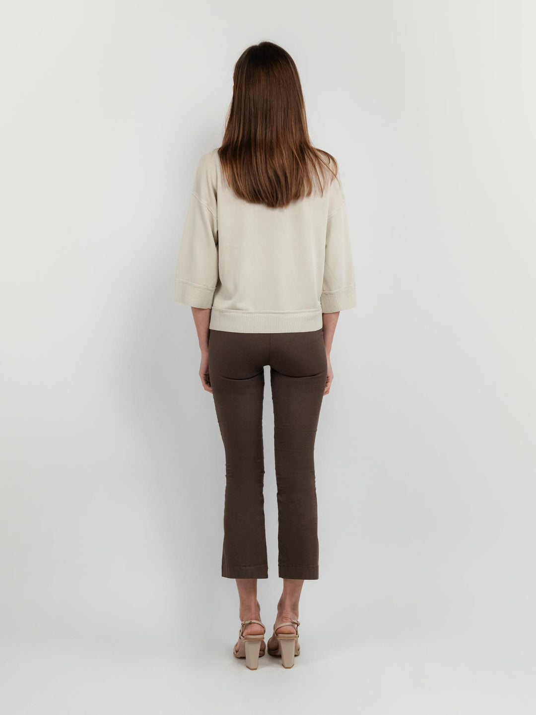 PANTALONE A TROMBETTA IN COTONE TESTA MORO