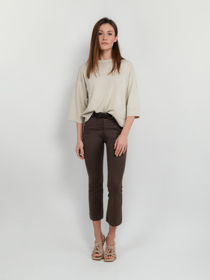 PANTALONE A TROMBETTA IN COTONE TESTA MORO