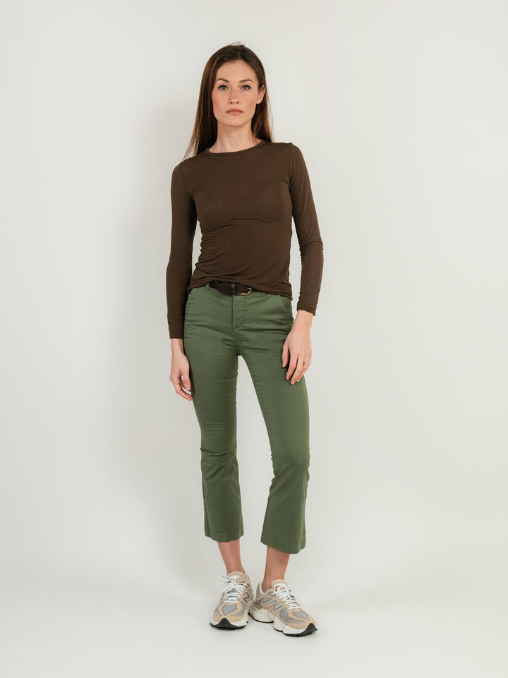 PANTALONE A TROMBETTA IN COTONE VERDE MILITARE