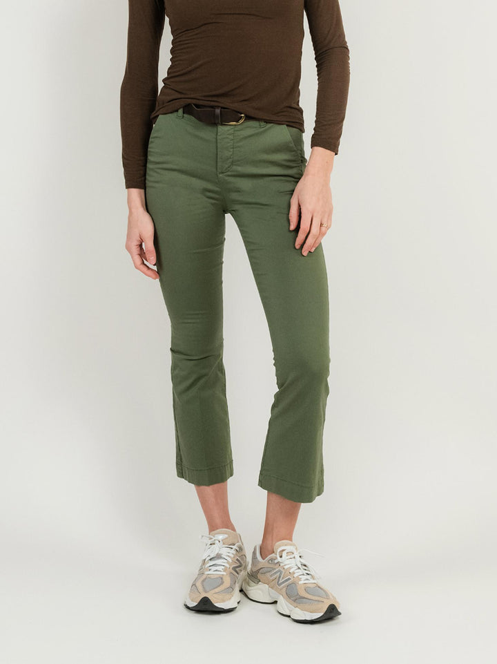 PANTALONE A TROMBETTA IN COTONE VERDE MILITARE
