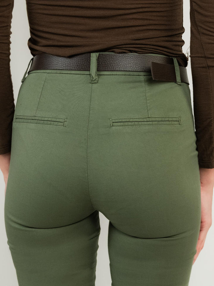 PANTALONE A TROMBETTA IN COTONE VERDE MILITARE