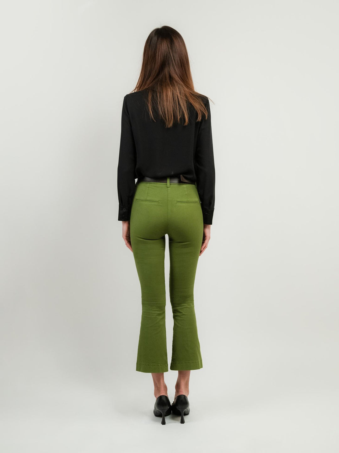 PANTALONE A TROMBETTA IN COTONE VERDE