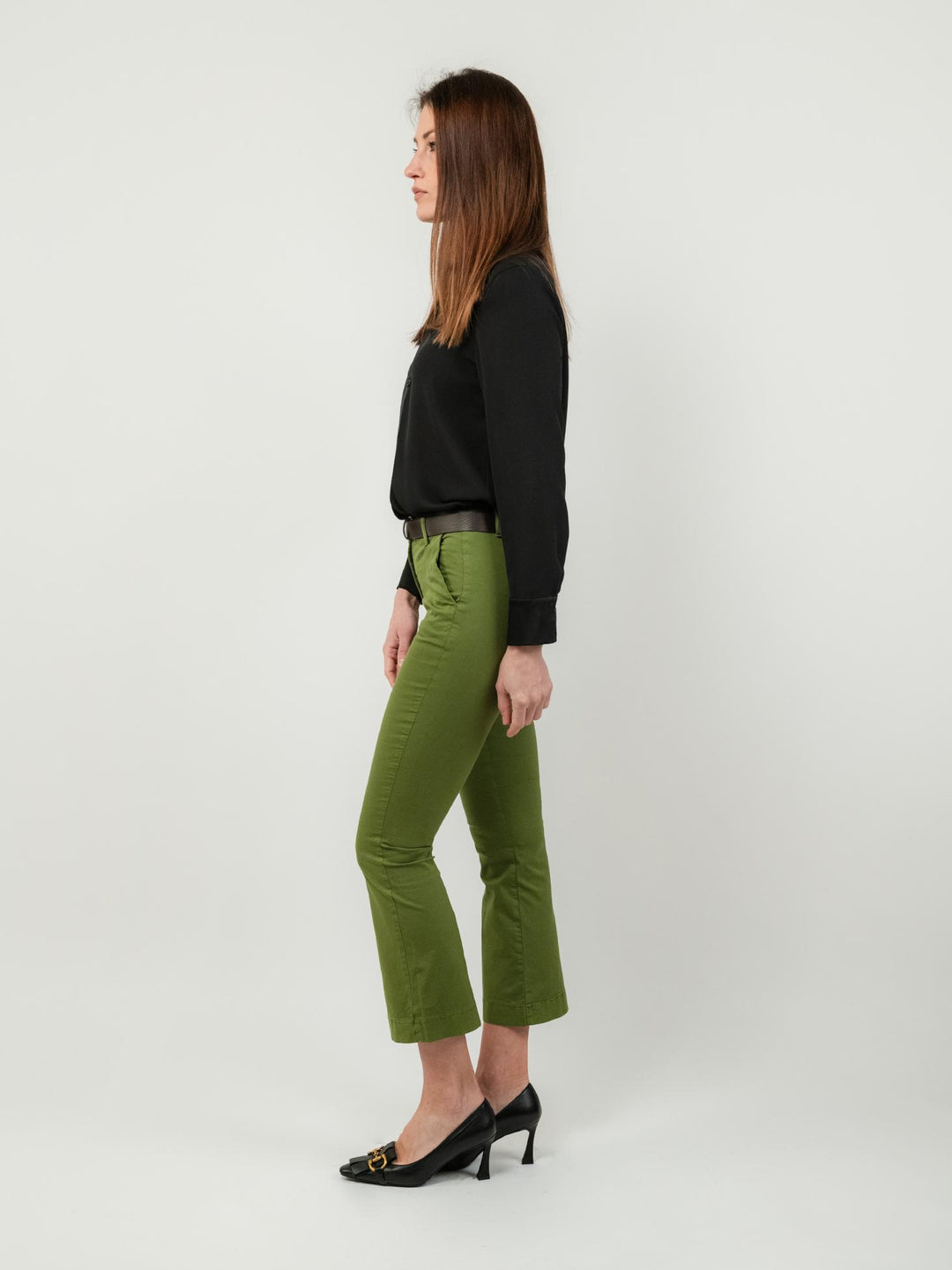 PANTALONE A TROMBETTA IN COTONE VERDE