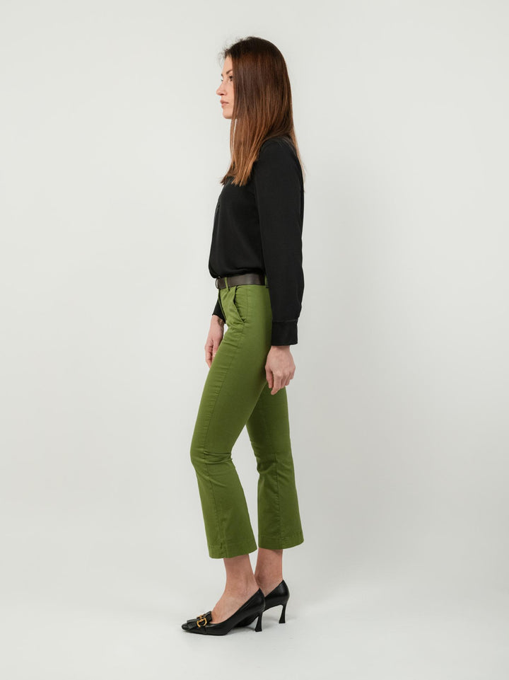 PANTALONE A TROMBETTA IN COTONE VERDE