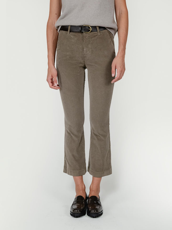 PANTALONE A TROMBETTA IN VELLUTO TORTORA