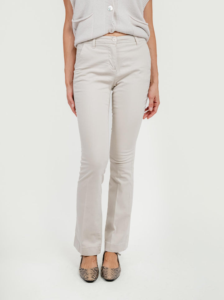 PANTALONE A ZAMPA IN COTONE BEIGE