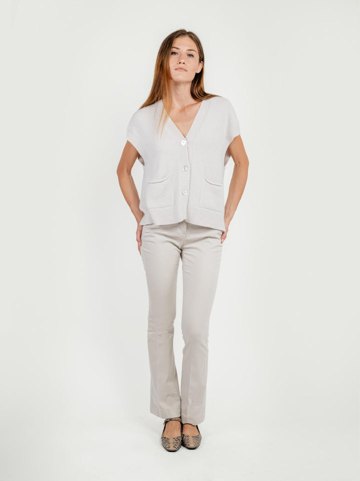 PANTALONE A ZAMPA IN COTONE BEIGE