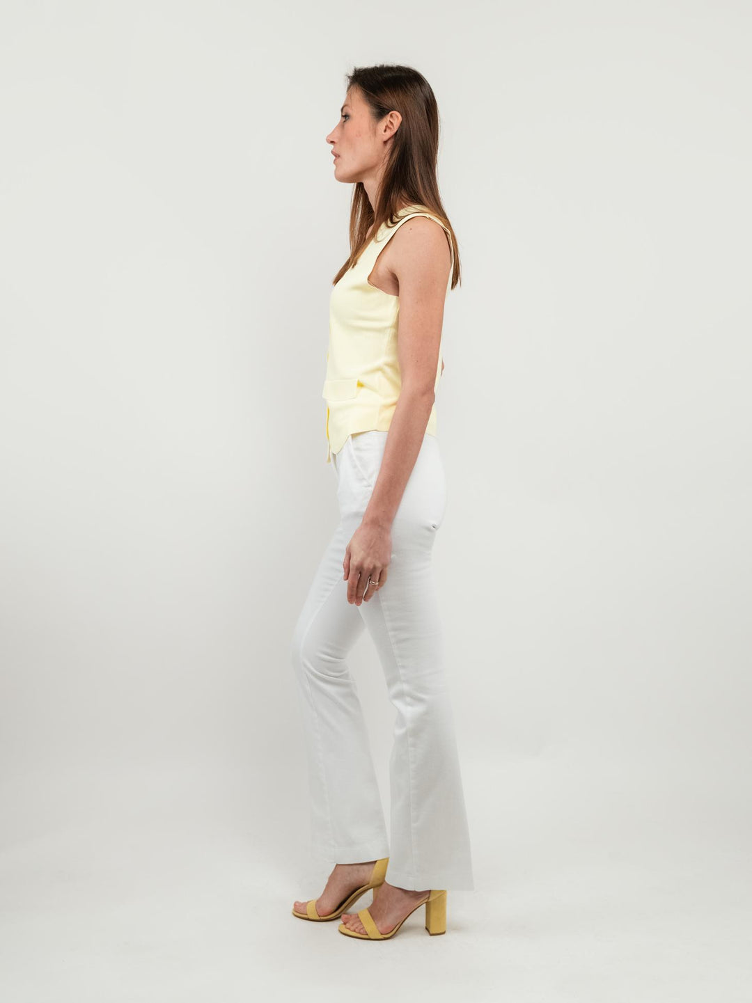 PANTALONE A ZAMPA IN COTONE BIANCO
