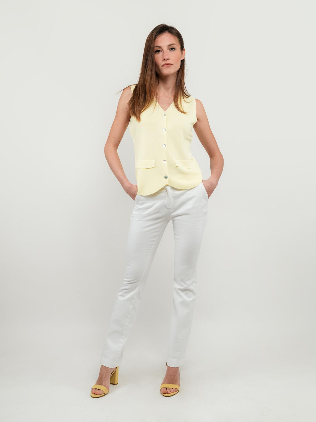 PANTALONE A ZAMPA IN COTONE BIANCO