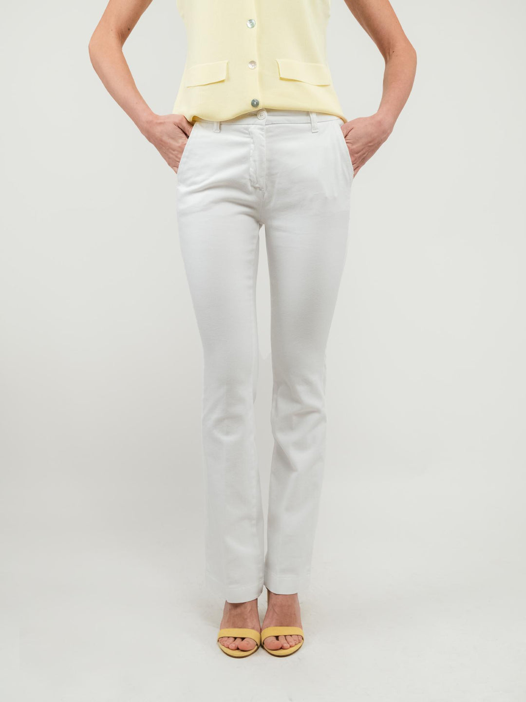PANTALONE A ZAMPA IN COTONE BIANCO