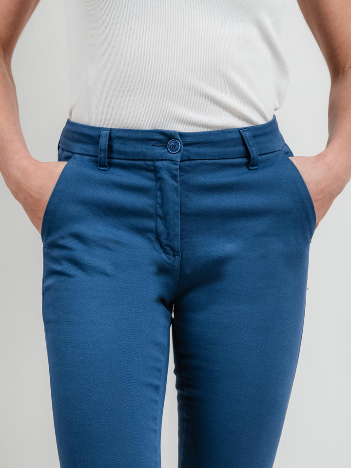 PANTALONE A ZAMPA IN COTONE BLUETTE