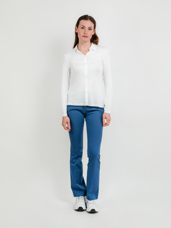 PANTALONE A ZAMPA IN COTONE BLUETTE