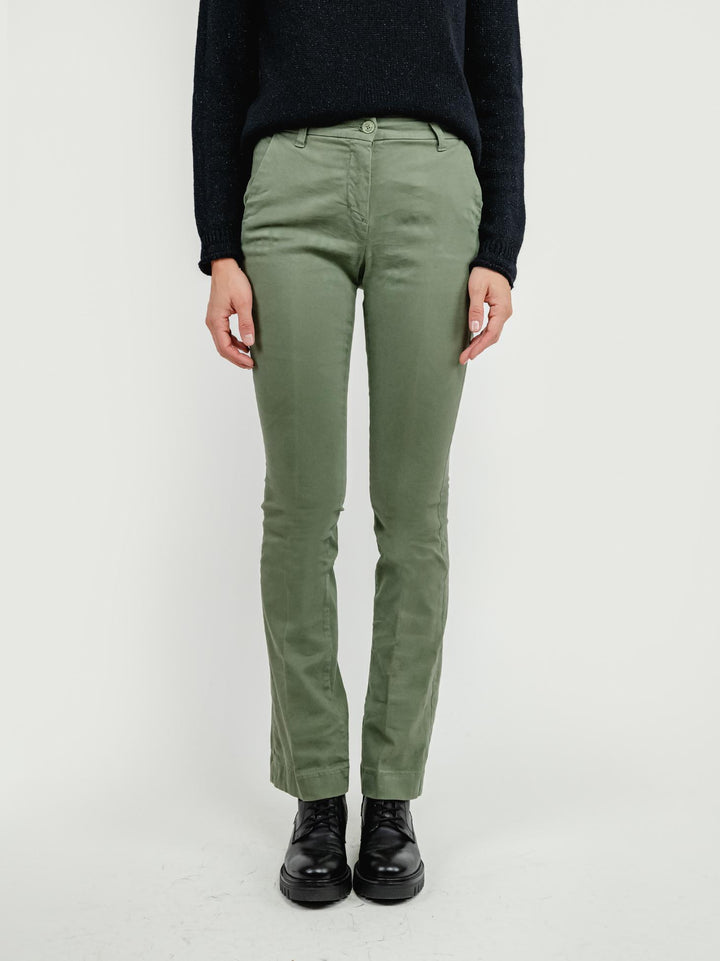 PANTALONE A ZAMPA IN COTONE SALVIA