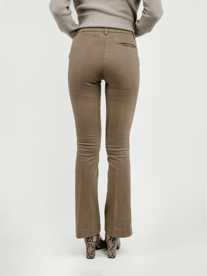 PANTALONE A ZAMPA IN COTONE TORTORA