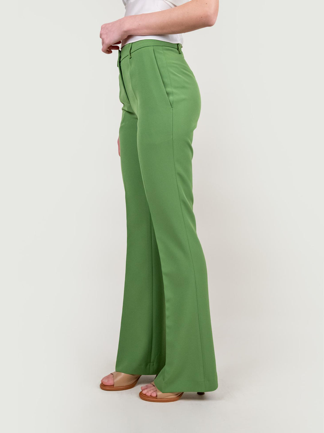 PANTALONE A ZAMPA IN TESSUTO VERDE
