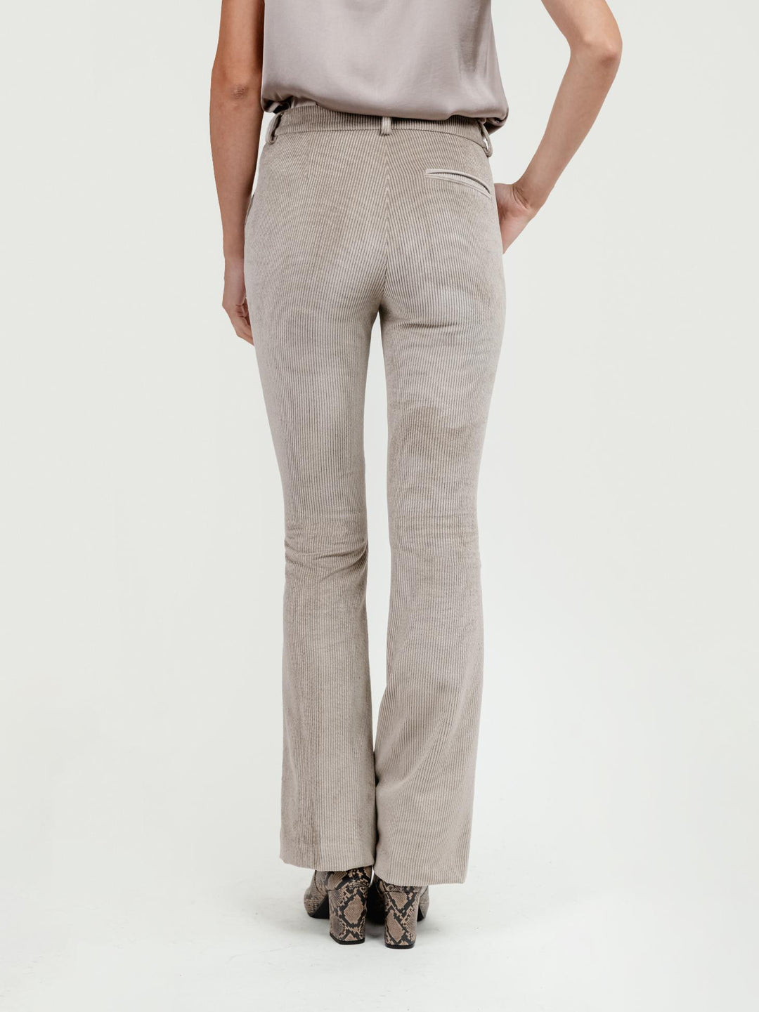 PANTALONE A ZAMPA IN VELLUTO A COSTE BEIGE