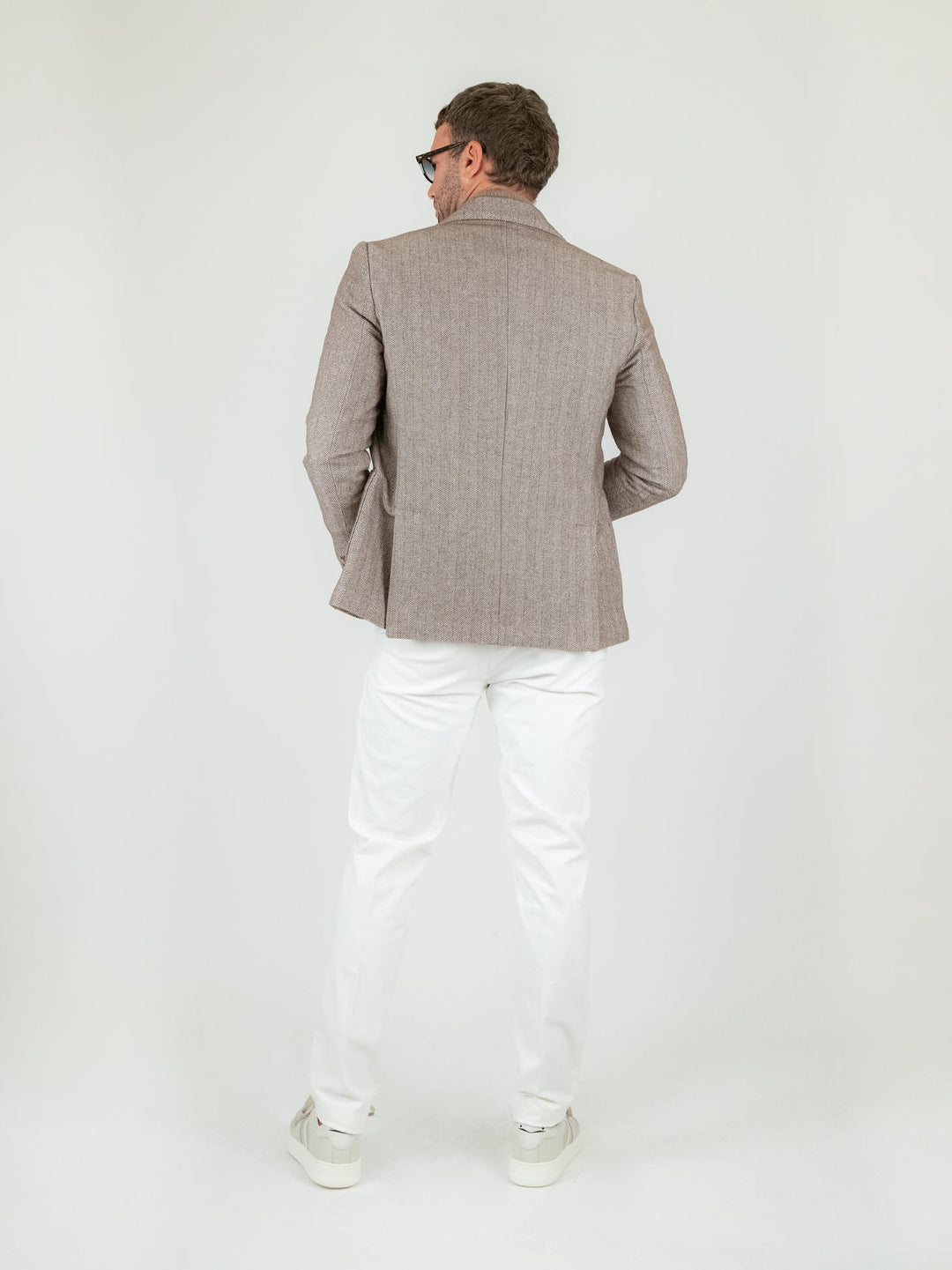 PANTALONE BIANCO CON TASCHE A FILO