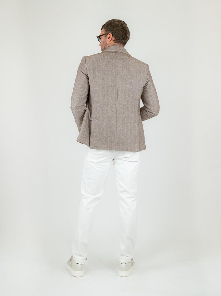 PANTALONE BIANCO CON TASCHE A FILO
