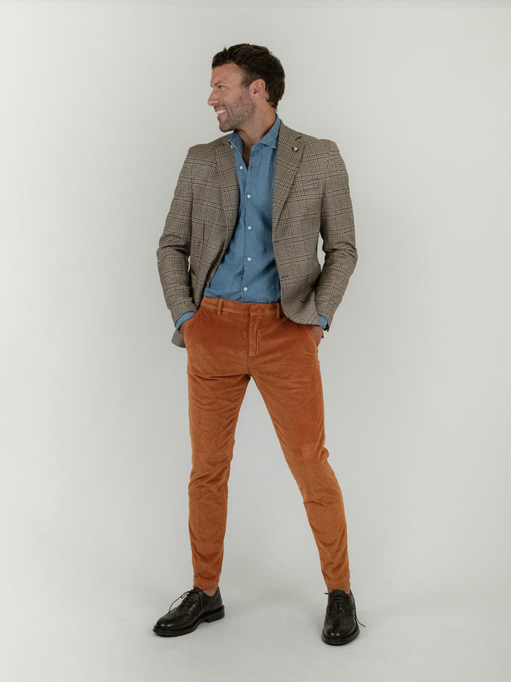 PANTALONE BROKER IN VELLUTO A COSTE ARANCIO