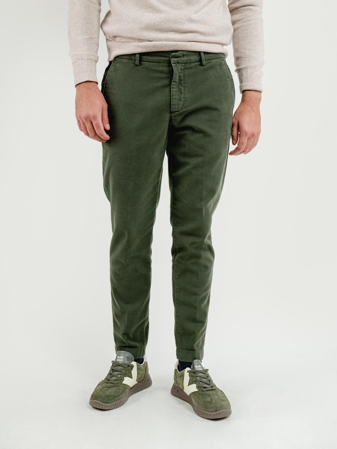 PANTALONE BROKER IN VELLUTO VERDE BOSCO