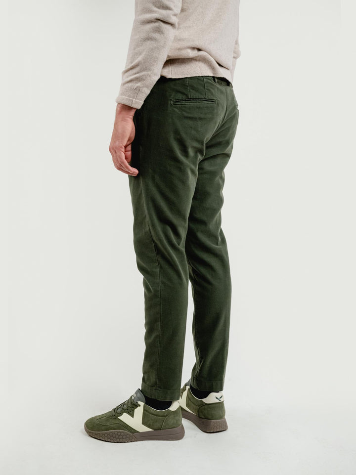PANTALONE BROKER IN VELLUTO VERDE BOSCO