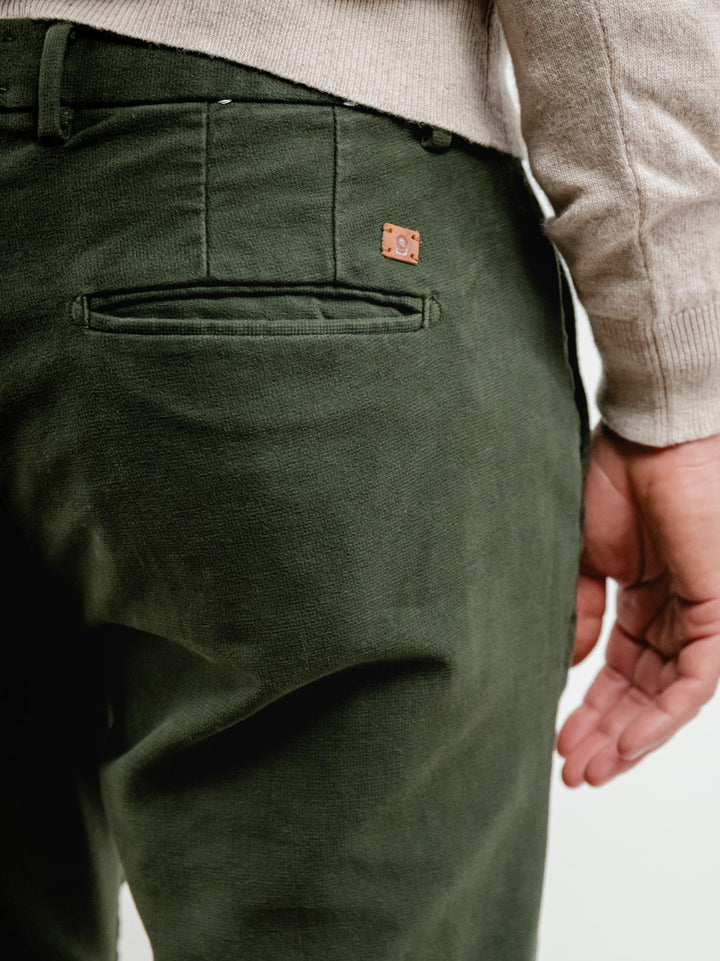 PANTALONE BROKER IN VELLUTO VERDE BOSCO