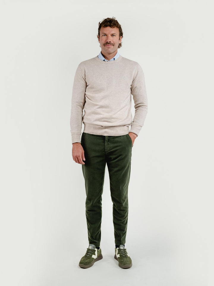 PANTALONE BROKER IN VELLUTO VERDE BOSCO