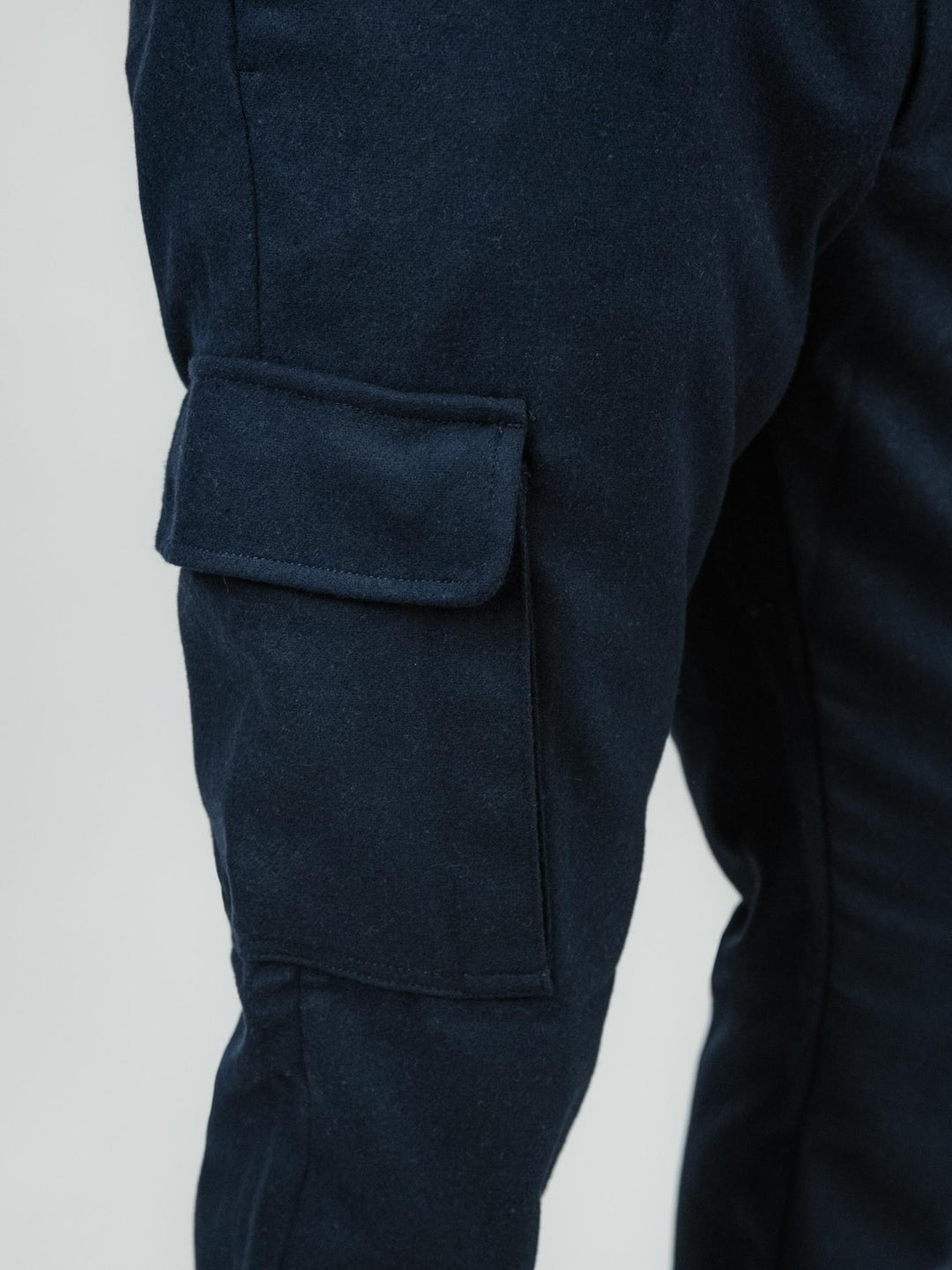 PANTALONE CARGO BLU MISTO LANA