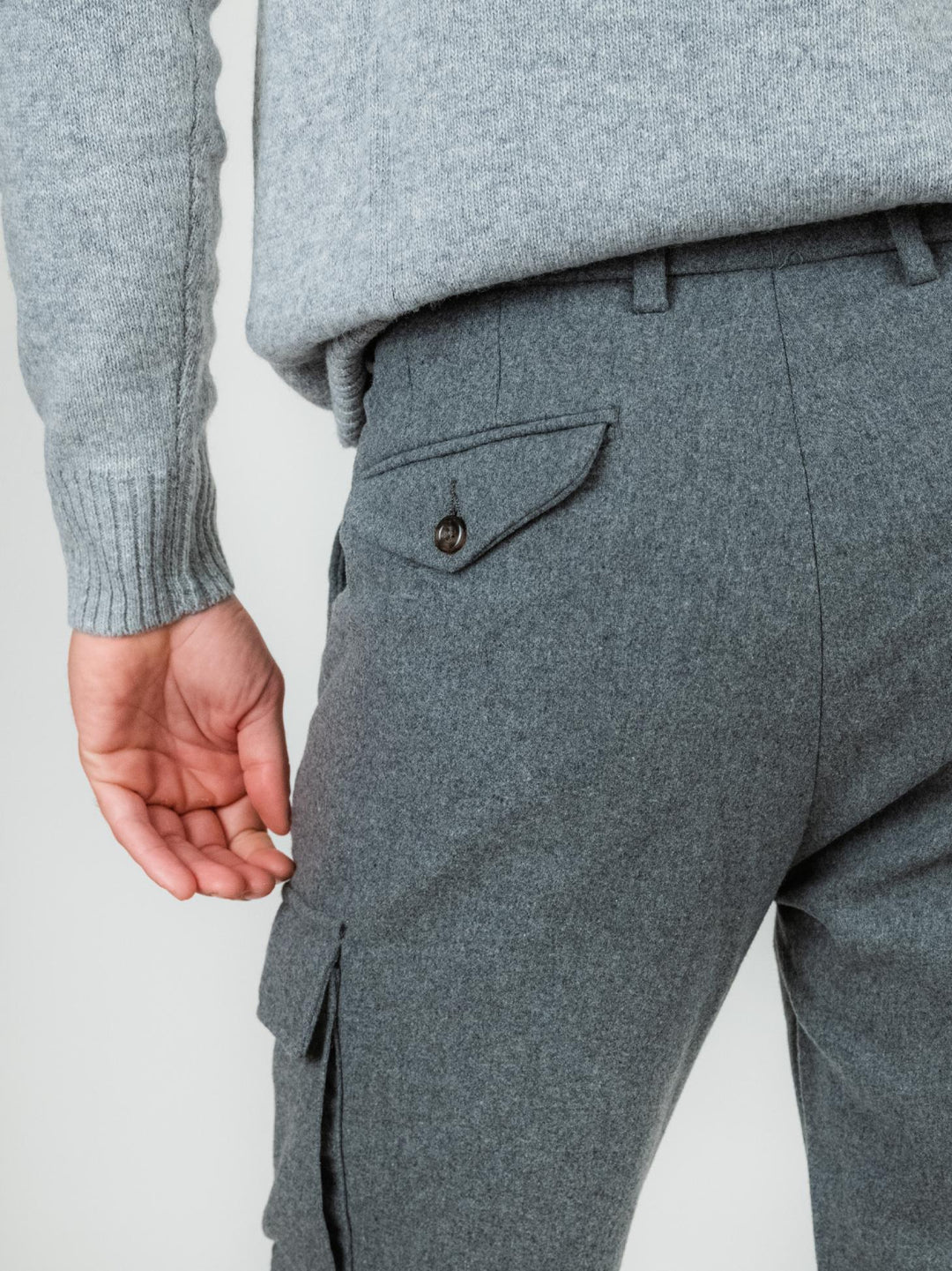 PANTALONE CARGO GRIGIO MISTO LANA