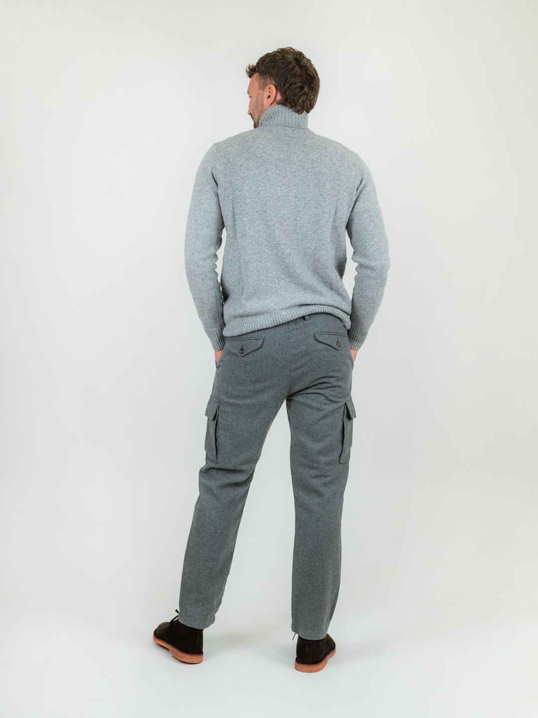 PANTALONE CARGO GRIGIO MISTO LANA