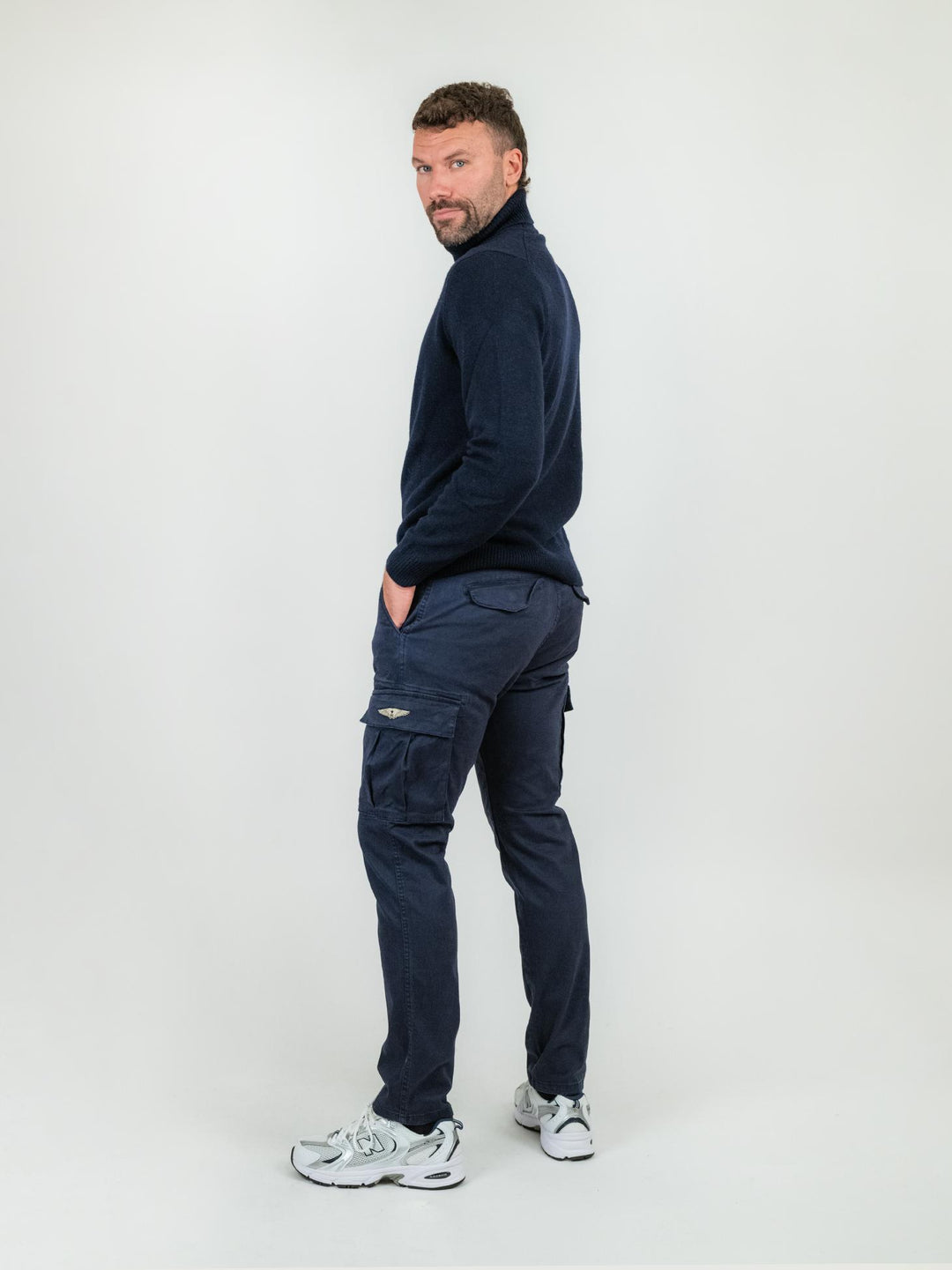PANTALONE CARGO IN COTONE BLU
