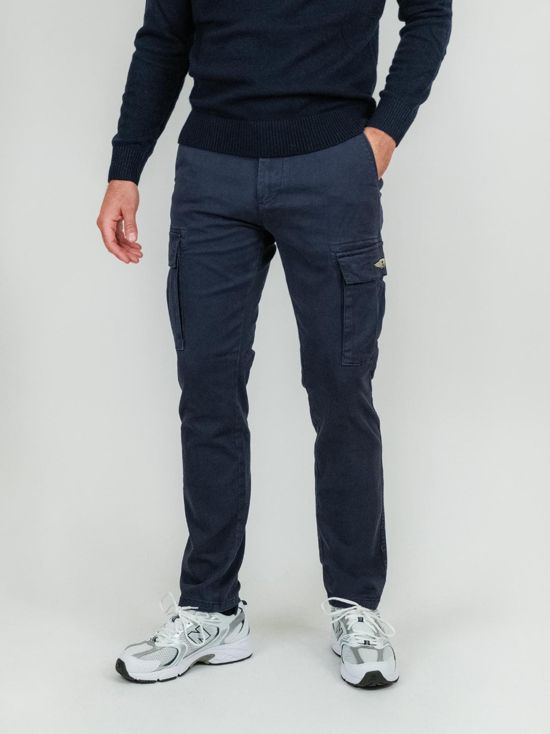 PANTALONE CARGO IN COTONE BLU