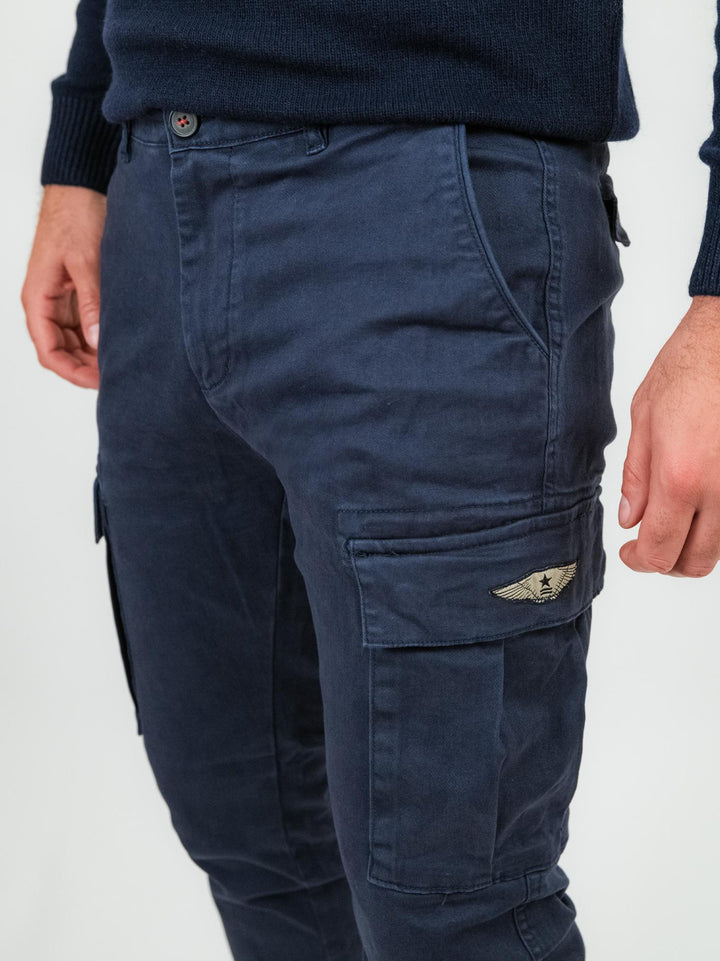 PANTALONE CARGO IN COTONE BLU