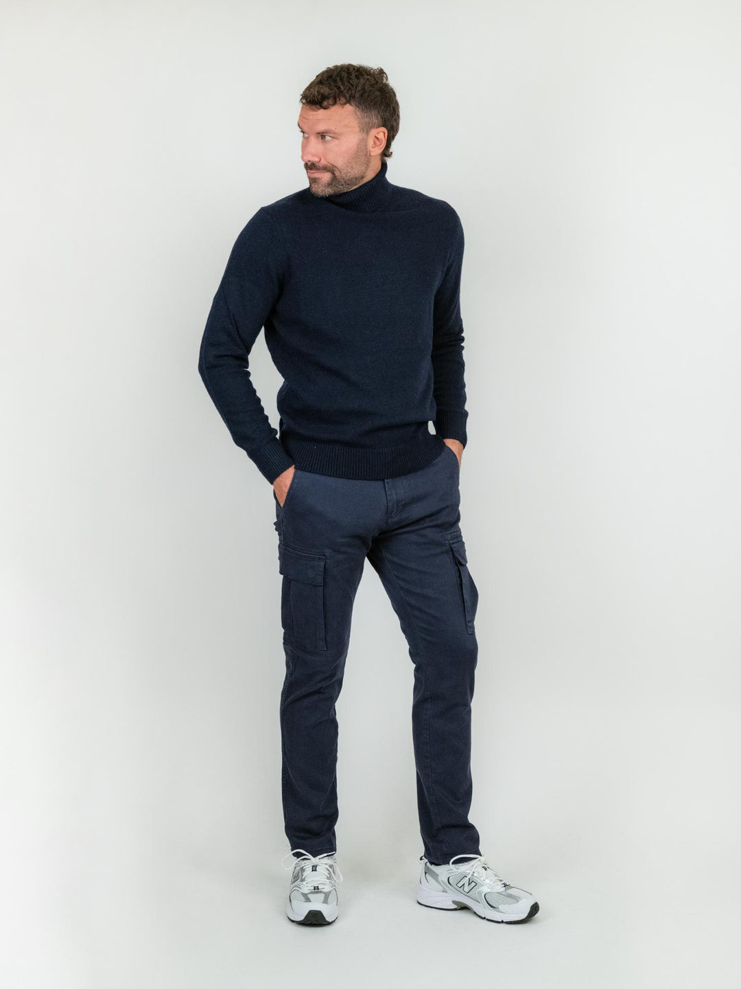 PANTALONE CARGO IN COTONE BLU