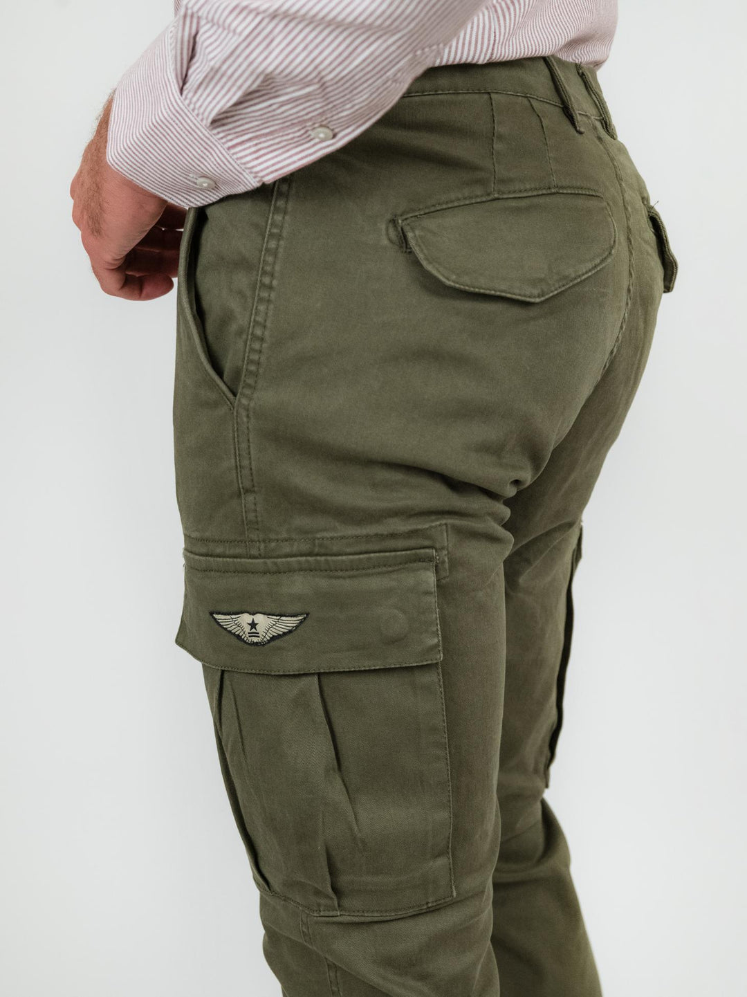 PANTALONE CARGO IN COTONE VERDE