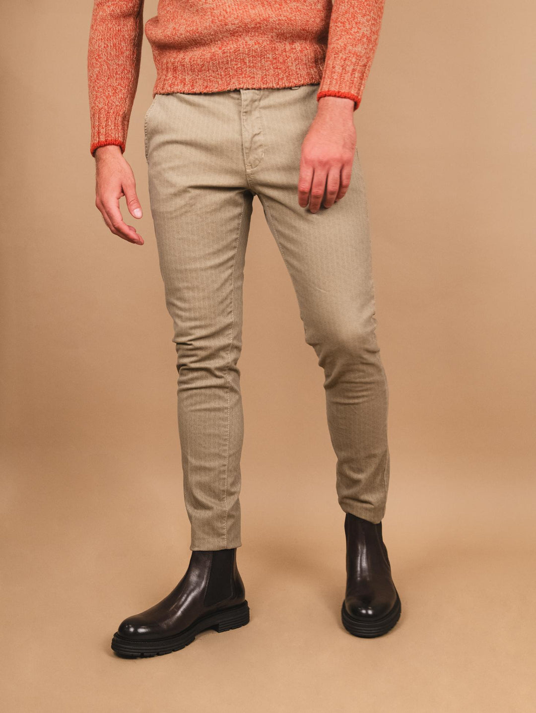 PANTALONE CHINOS IN COTONE Beige TRAMA NIDO D'APE