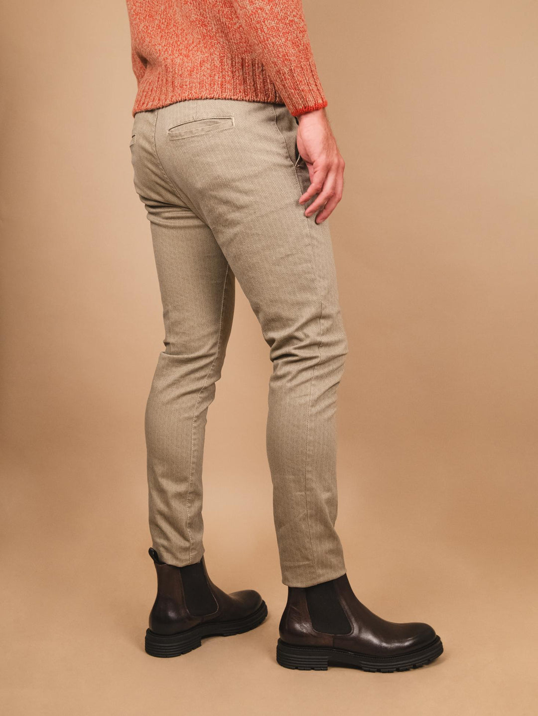 PANTALONE CHINOS IN COTONE Beige TRAMA NIDO D'APE
