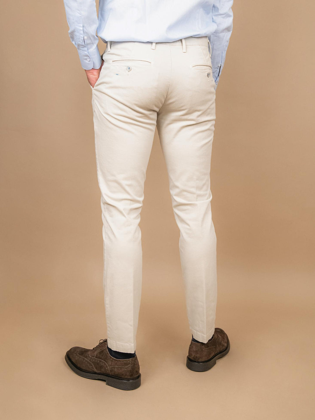 PANTALONE CHINOS IN COTONE LISCIO BEIGE