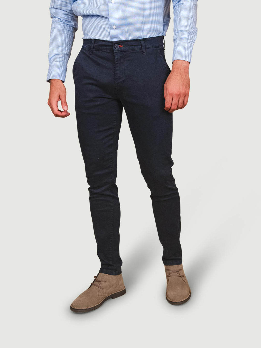 PANTALONE CHINOS IN COTONE LISCIO ELASTICIZZATO Blu