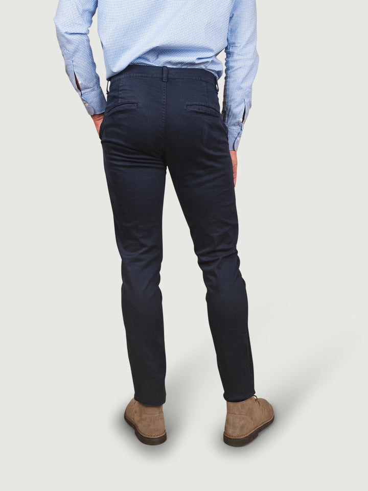 PANTALONE CHINOS IN COTONE LISCIO ELASTICIZZATO Blu