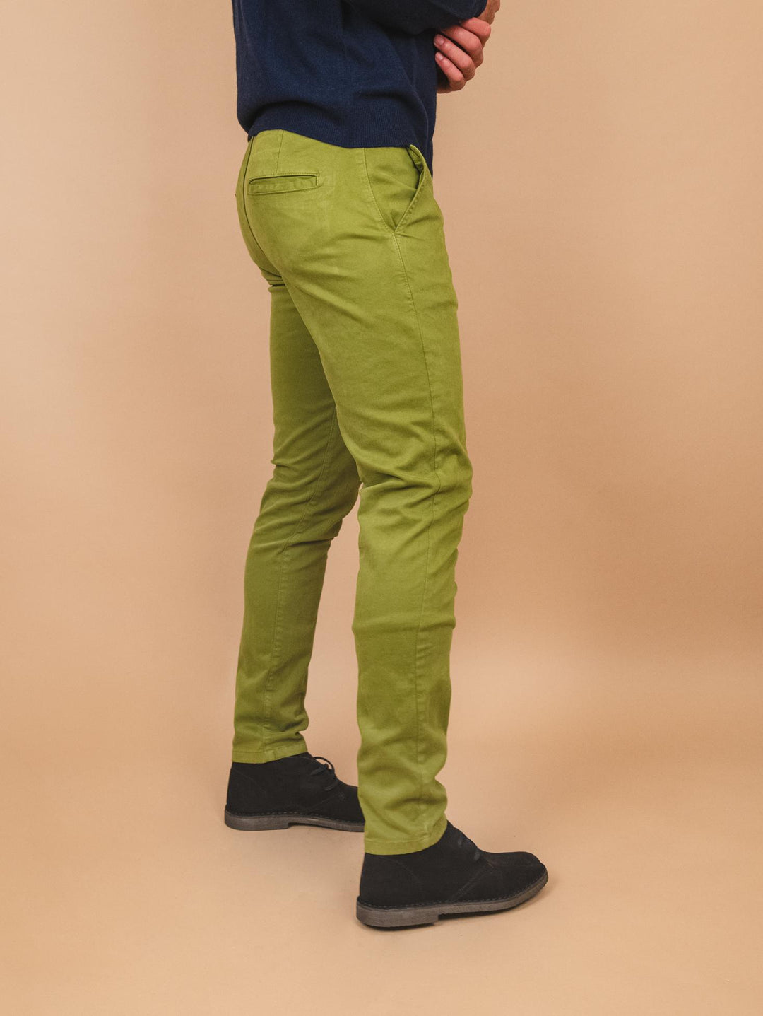 PANTALONE CHINOS IN COTONE LISCIO ELASTICIZZATO PISTACCHIO