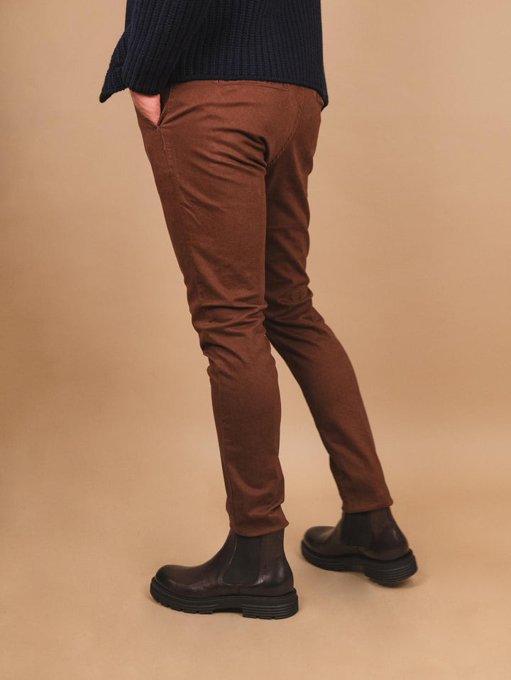 PANTALONE CHINOS IN COTONE coccio TRAMA NIDO D'APE