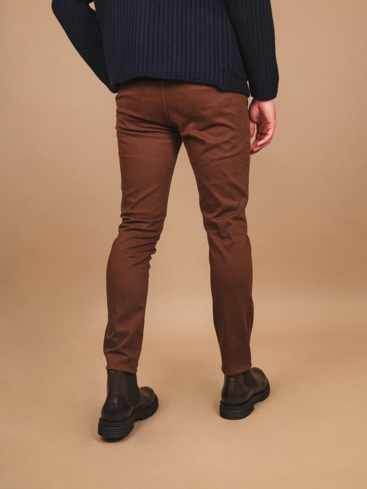 PANTALONE CHINOS IN COTONE coccio TRAMA NIDO D'APE