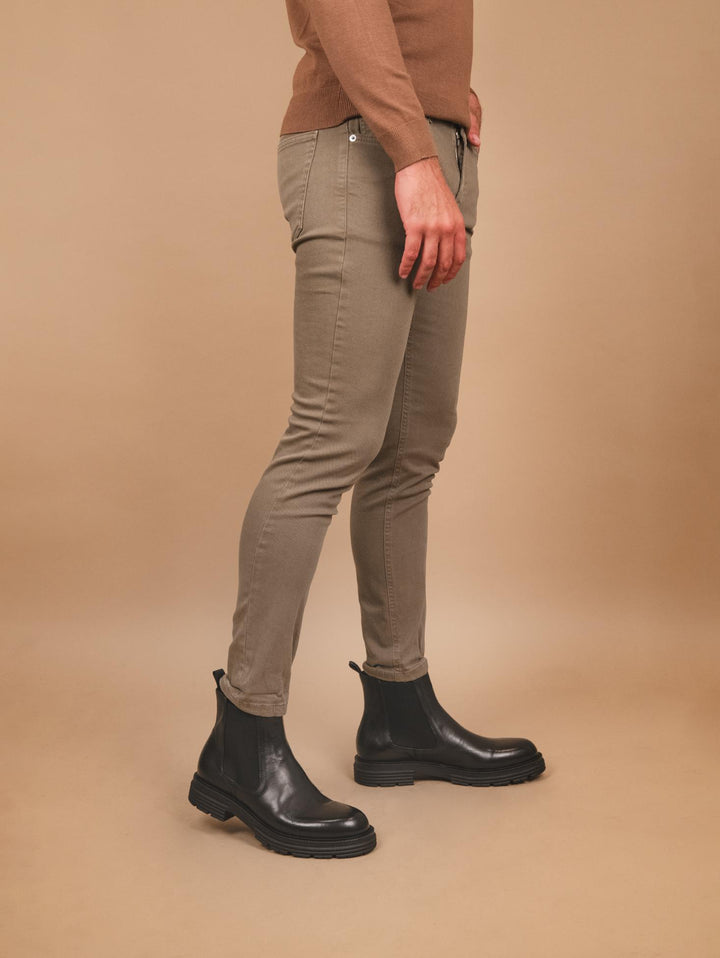 PANTALONE CINQUE TASCHE IN COTONE KAKI