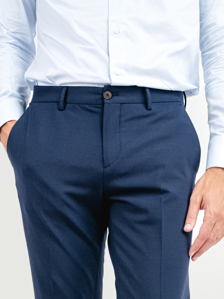 PANTALONE CLASSICO IN FRESCO LANA BLU NAVY