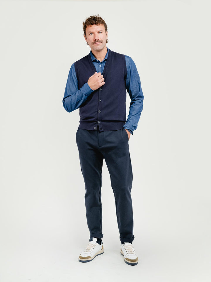 PANTALONE CLASSICO IN JERESY PUNTO MILANO BLU NAVY