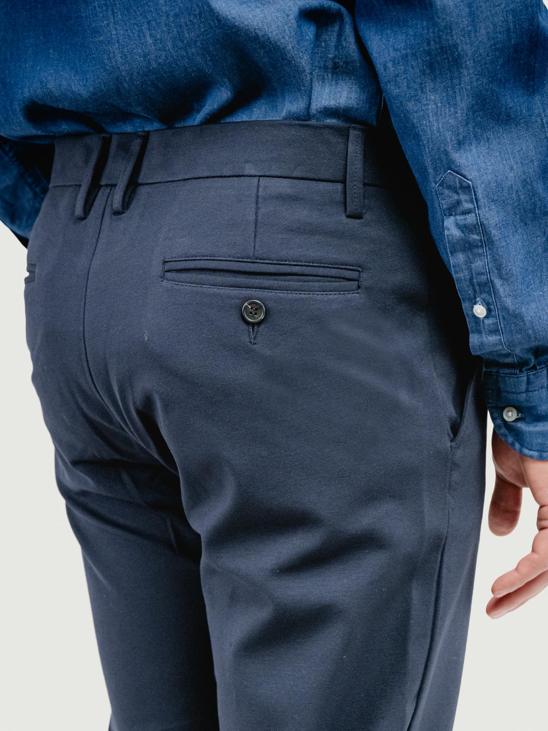 PANTALONE CLASSICO IN JERESY PUNTO MILANO BLU NAVY