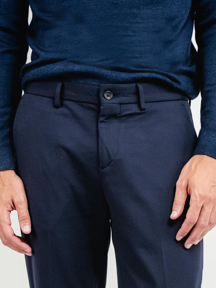 PANTALONE CLASSICO IN JERSEY BLU NAVY