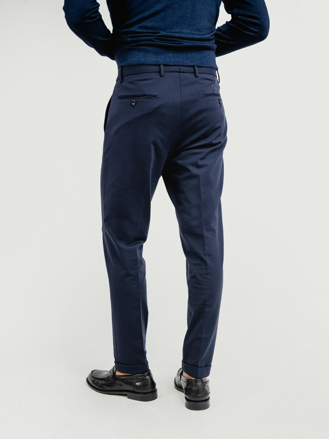 PANTALONE CLASSICO IN JERSEY BLU NAVY